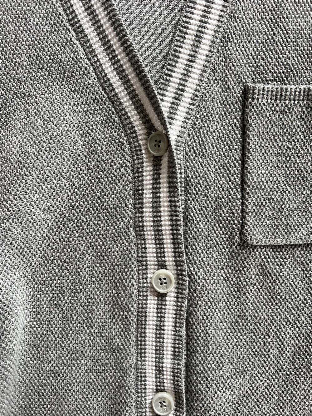Tennis Club Sweater Knit Cardigan Athletic Grey/White Size Medium - Picture 4 of 5
